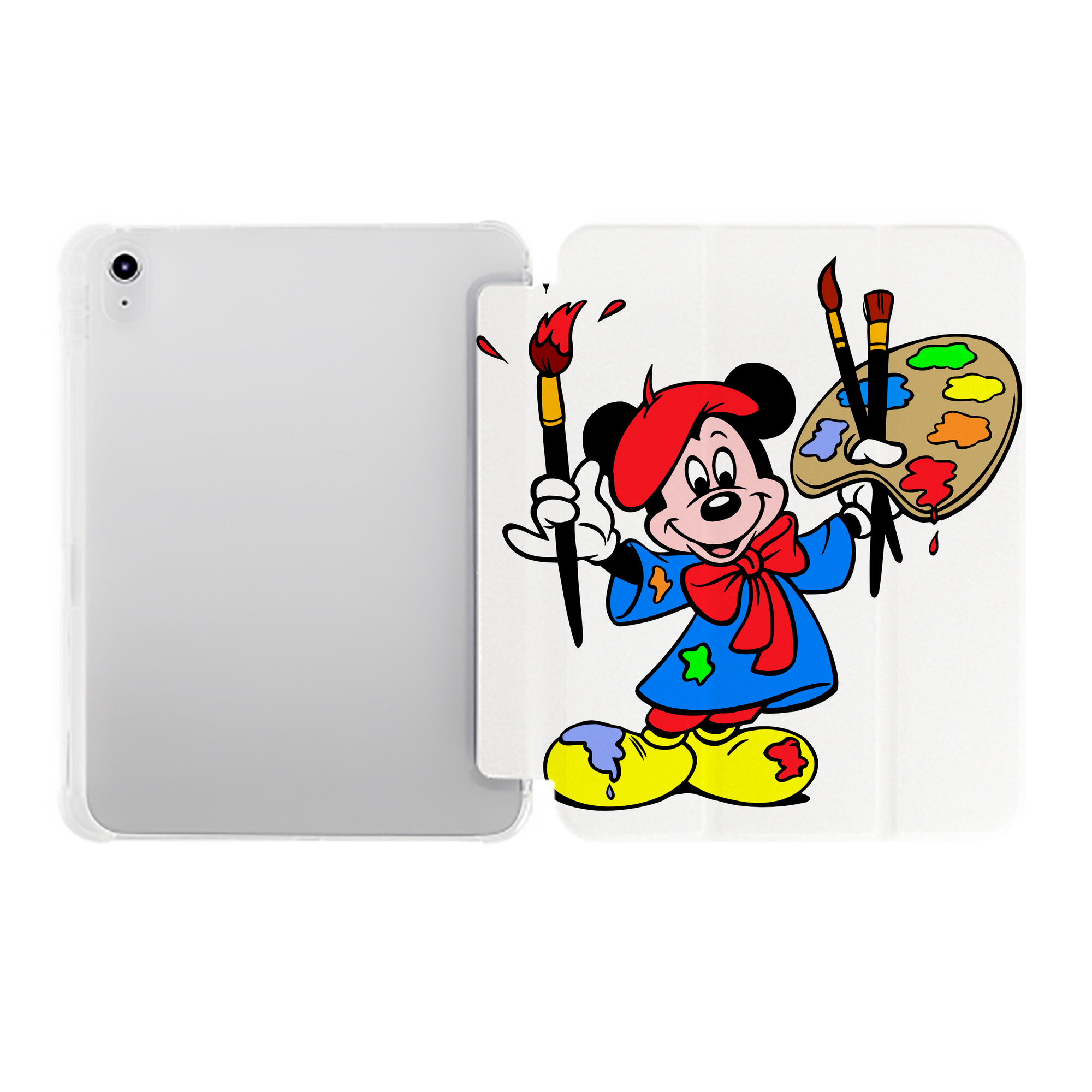 （画像用） ミッキーマウス Mickey Mouse IPad ケース ペン収納付き 三つ折りスタンド PUレザー×シリコン 対応機種9.5/10.5/10.9インチ